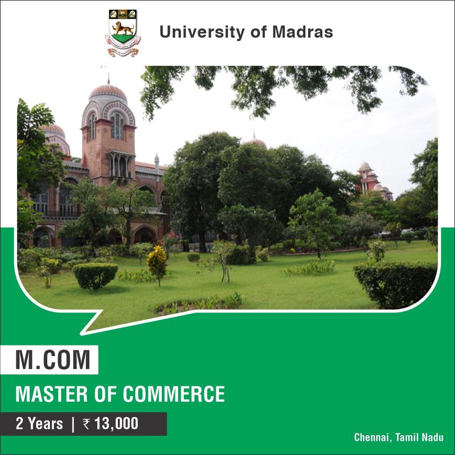 M.Com at University of Madras, Chennai
